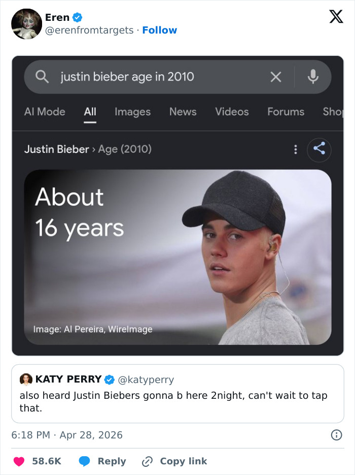 Katy Perry’s Comment About Justin Bieber In 2010 Horrifies Fans After They Learn How Old He Was