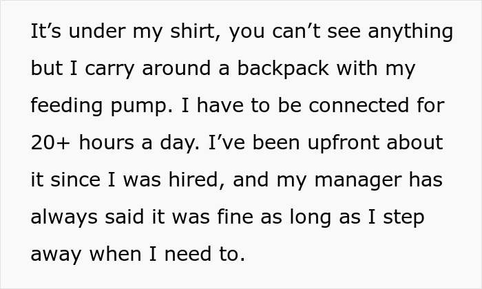 Woman Relies On Feeding Tube 20 Hours A Day, Is Asked By Manager To &ldquo;Avoid Using It&rdquo; In The Office