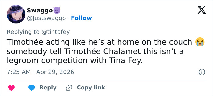 Timothée Chalamet Slammed By Fans Over “Jerk” Move Toward Tina Fey