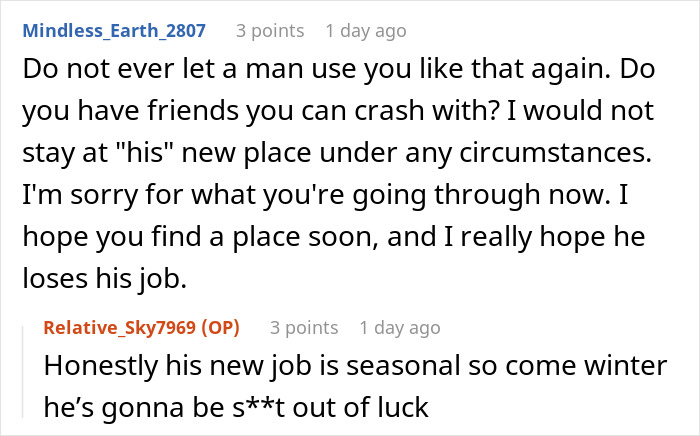 Woman Supports Unemployed Boyfriend, He Leaves Her Homeless As Soon As He Finds A Job