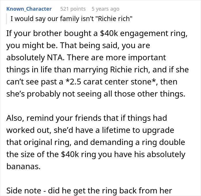 Sister Tells Bro Fiancée’s $40K Ring Complaint Is “God’s Red Flag”, He Calls Off Entire Proposal