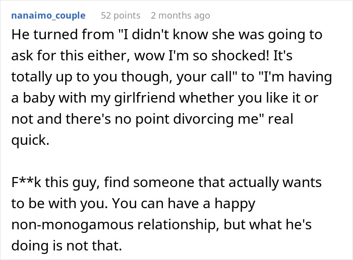 Open Marriage Takes A Wild Turn When Husband’s GF Asks For A Baby, Wife Gives Him An Ultimatum