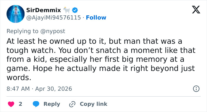 Man Who Snatched Baseball From Young Girl At Game Breaks His Silence After Major Backlash