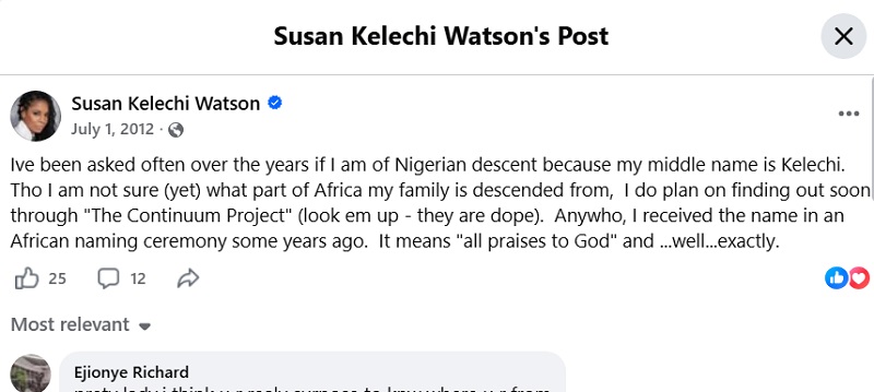 Susan Kelechi Watson on Facebook