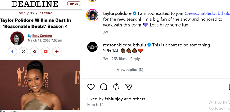 Taylor Polidore cast in Reasonable Doubt Taylor Polidore cast in Reasonable Doubt