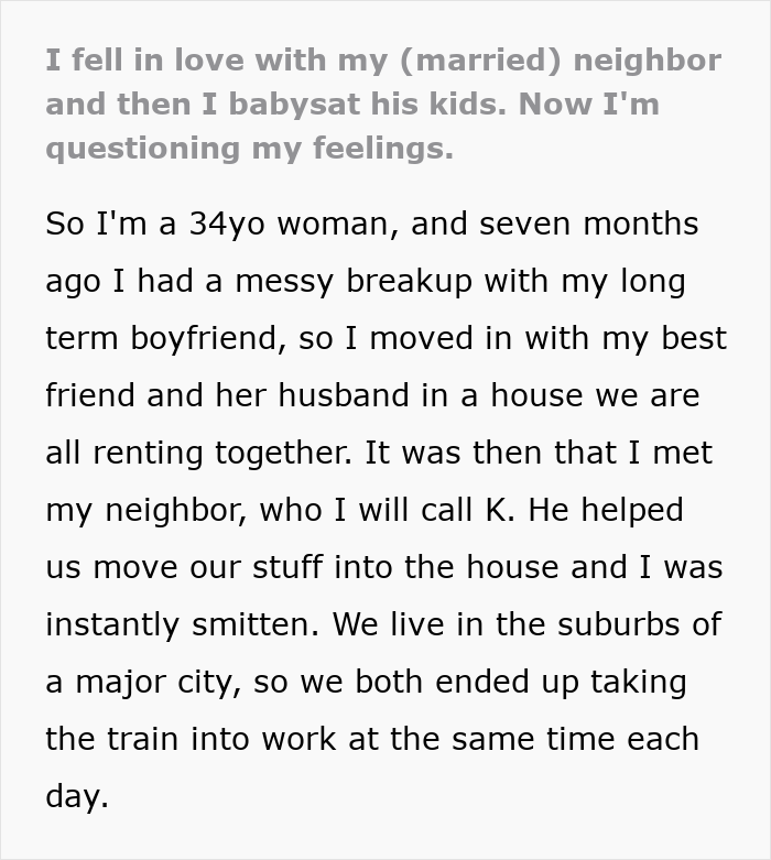 Woman Develops Crush On Married Neighbor, Reality Hits Hard When He Discovers Her Confession Online