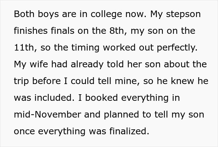 Son Wants To Feel Special By Going On First Vacation With Dad, Refuses To Go If Stepbro Is Going