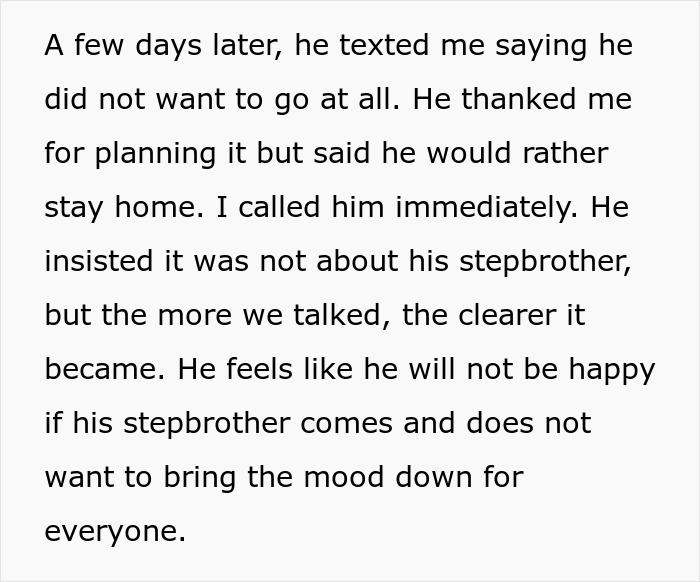 Son Wants To Feel Special By Going On First Vacation With Dad, Refuses To Go If Stepbro Is Going