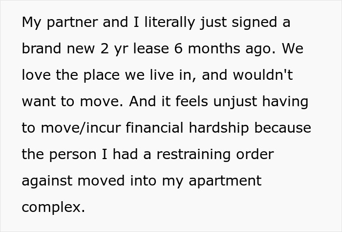 Ex-Wife Enforces Old Restraining Order After Moving Into Guy’s Building, Puts His Home At Risk