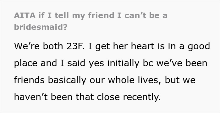 Woman&rsquo;s Post Refusing To Be Childhood Friend&rsquo;s Bridesmaid Blows Up, Stirs Up Major Online Drama