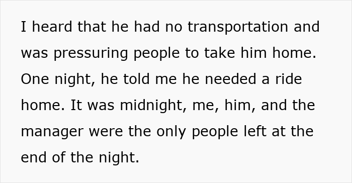 Man Has The Satisfaction To Inconvenience Coworker From Hell When He Asks For A Ride Home