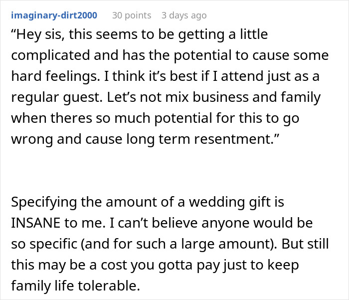 Bride Furious Sibling Refuses To Give Her $500 Wedding Gift After Agreeing To Work For Her For Free