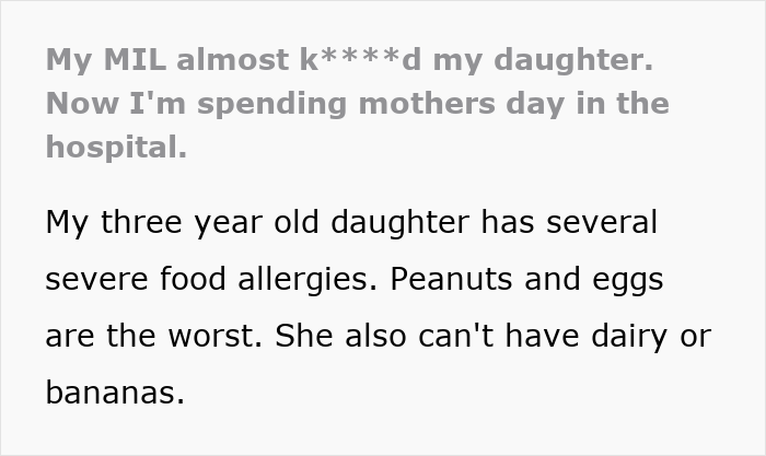 MIL Refuses To Believe Grandkid’s Allergies Are Real, Horrified As Her “Test” Sends The Kid To ER