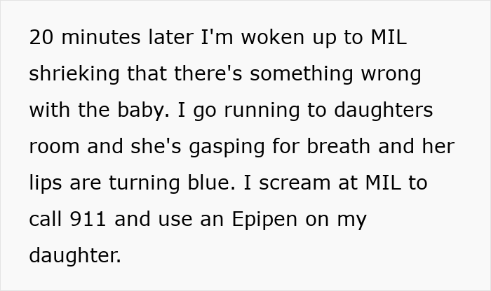 MIL Refuses To Believe Grandkid’s Allergies Are Real, Horrified As Her “Test” Sends The Kid To ER