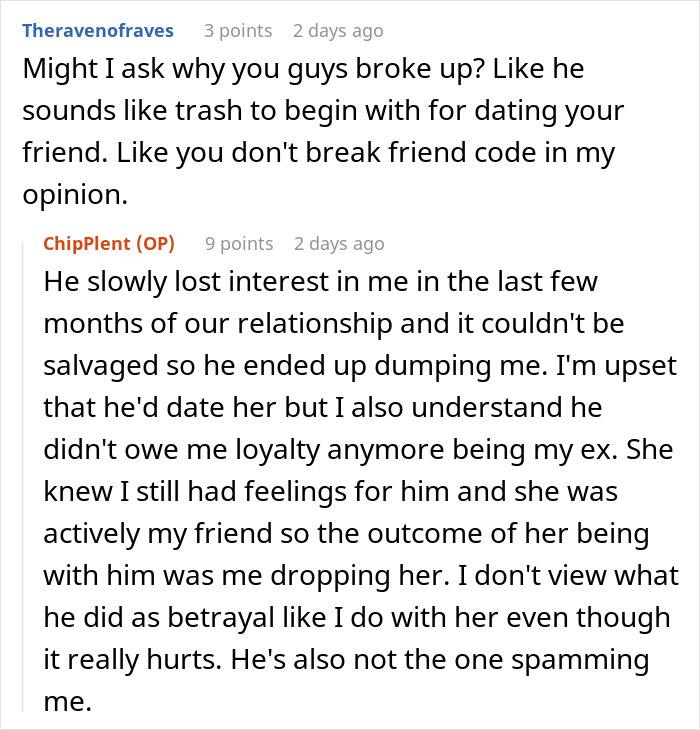 Woman Horrified As “Friend” Dates Her Ex, Loses It As She Gets Harassed For Blocking The “Friend”