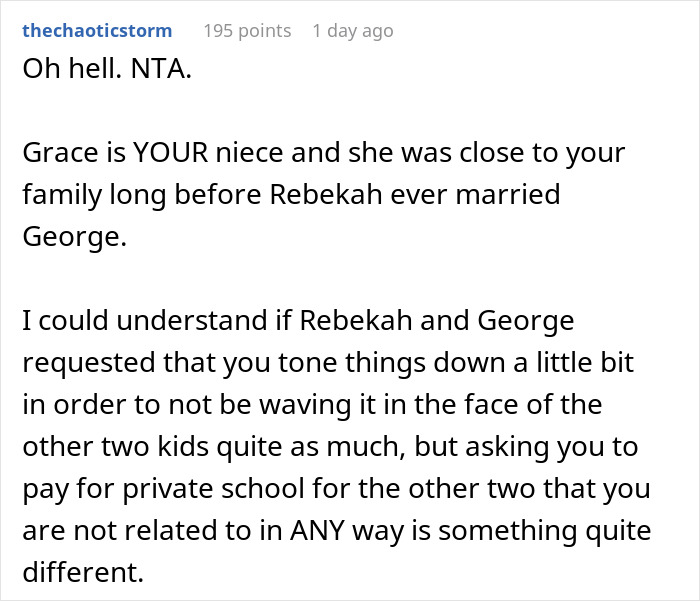 “Preposterous”: Parents Expect Rich Aunt To Pay $120K A Year For Step-Niblings’ School