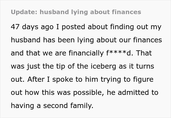 &ldquo;Having A Second Family&rdquo;: Wife&rsquo;s Financial Nightmare Turns Into Something Much Worse