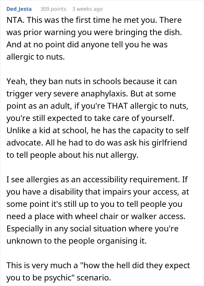 Potluck Dinner Gets Awkward After Dude Gets Mad Nobody Knew About His Food Allergy