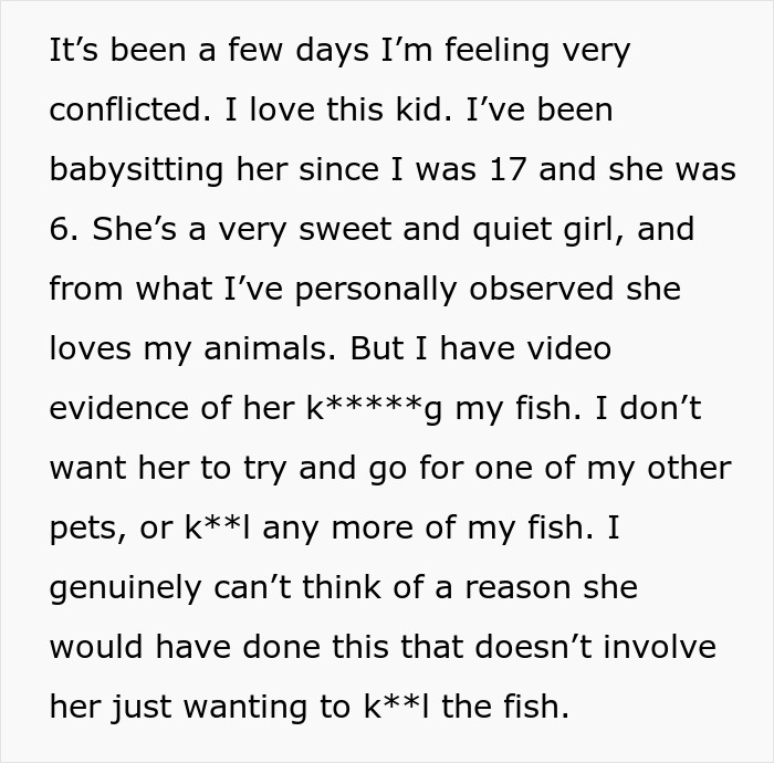 9YO Hurts Babysitter’s Fish And Mom Dismisses It, Babysitter Cuts Her Off And Suggests Therapy