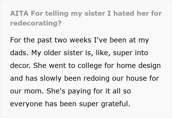 Sister Redecorates Sibling’s Room As A Surprise, Gets Told “I Hate You” When They Come Home