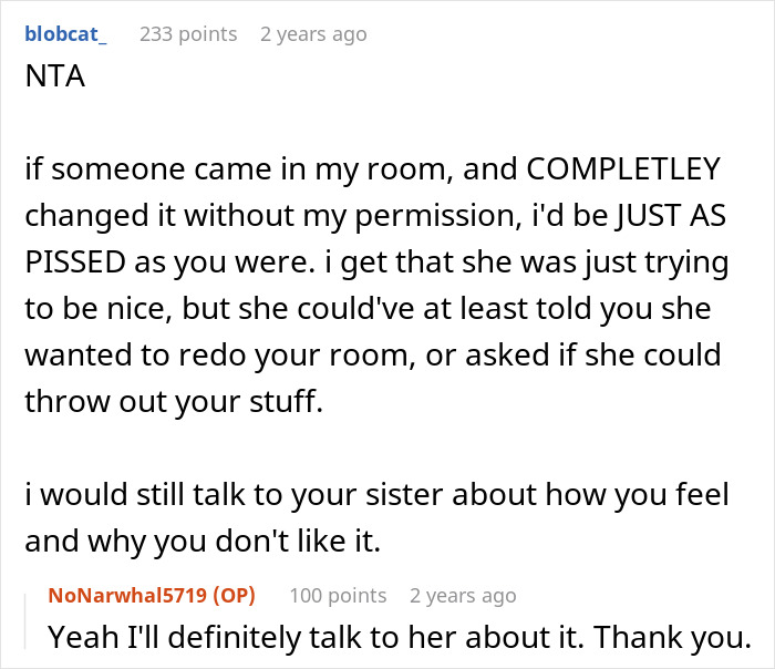 Sister Redecorates Sibling’s Room As A Surprise, Gets Told “I Hate You” When They Come Home