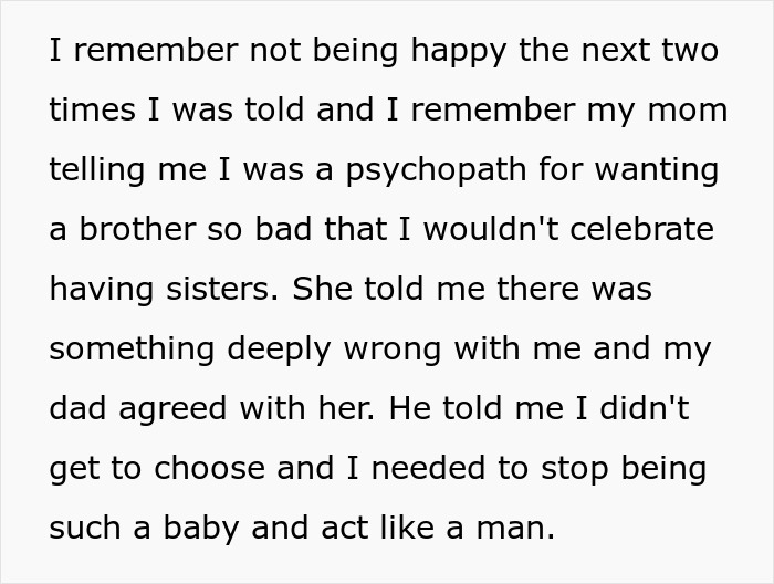 Lonely 16YO Wants A Brother As He Has 5 Sisters, Parents Who Enforced Gender Roles Shame Him For It