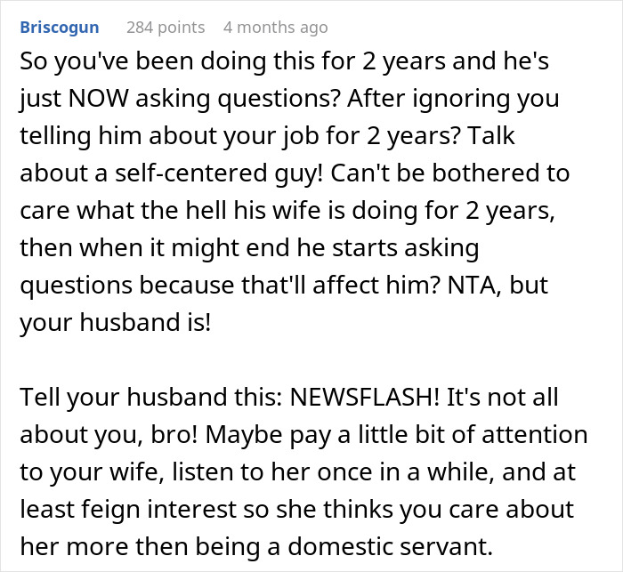 Man Was Never Interested In Wife&rsquo;s Job So She Refuses To Talk About It When He Suddenly Wants To Know