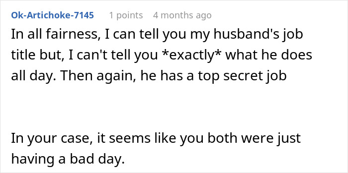 Man Was Never Interested In Wife&rsquo;s Job So She Refuses To Talk About It When He Suddenly Wants To Know