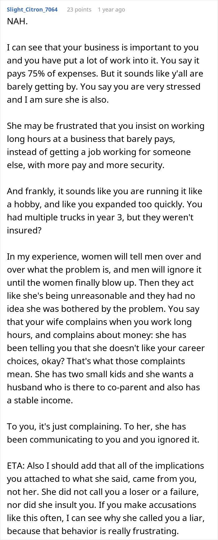 &ldquo;Loser And A Failure&rdquo;: Man Left Deflated After Wife Dismisses His Successful Business As A Hobby