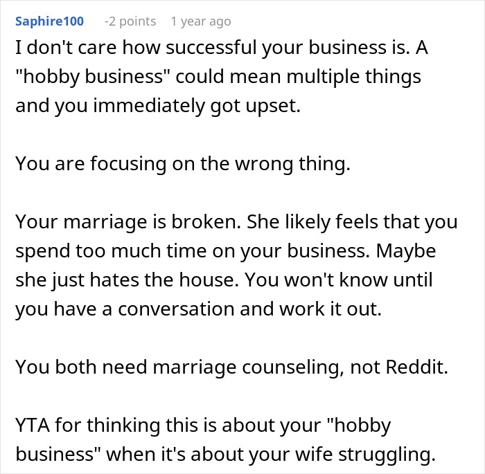 &ldquo;Loser And A Failure&rdquo;: Man Left Deflated After Wife Dismisses His Successful Business As A Hobby