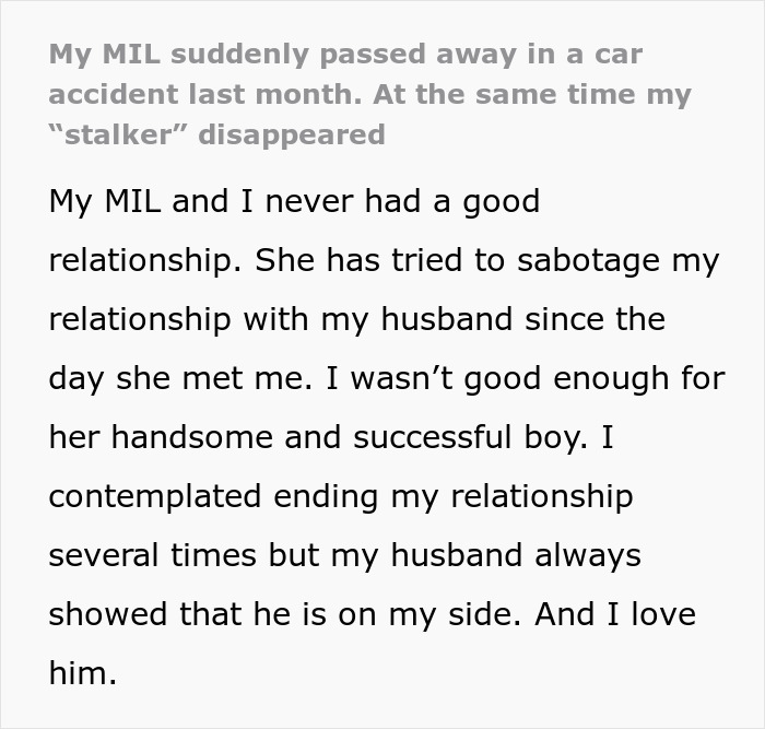 &ldquo;My Stalker Won&rsquo;t Bother Me Again&rdquo;: Wife&rsquo;s Chilling Realization About Her Late MIL Leaves Husband Devastated