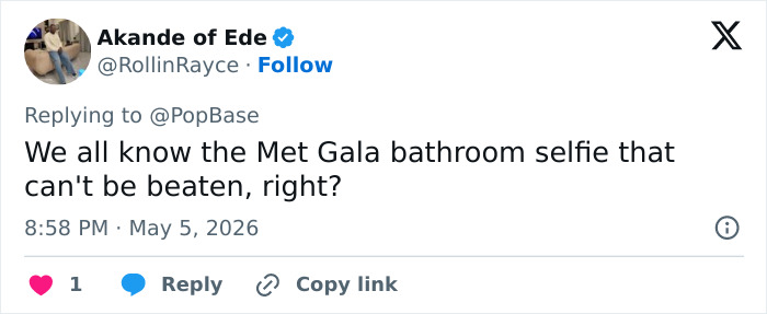 “Yikes”: This Year&rsquo;s Met Gala Bathroom Selfie Is Going Viral For All The Wrong Reasons