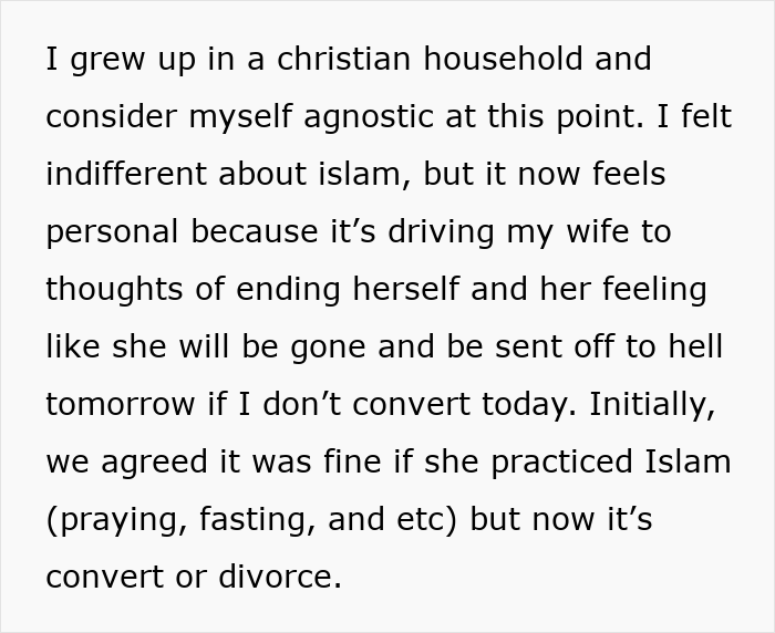 Wife Jumps From Conversion To Divorce Ultimatum In Days, Husband Calls Her Psychiatrist Wife Jumps From Conversion To Divorce Ultimatum In Days, Husband Calls Her Psychiatrist
