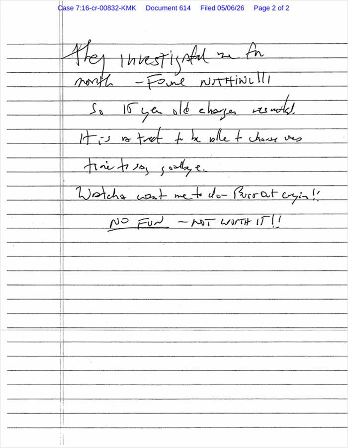 Jeffrey Epstein’s Alleged Final Note Revealed