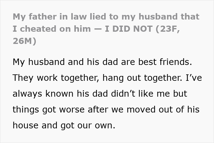 Nasty FIL Calls DIL A Gold Digger And Ruins His Son’s Marriage With Fake Cheating Rumors About Her Nasty FIL Calls DIL A Gold Digger And Ruins His Son’s Marriage With Fake Cheating Rumors About Her