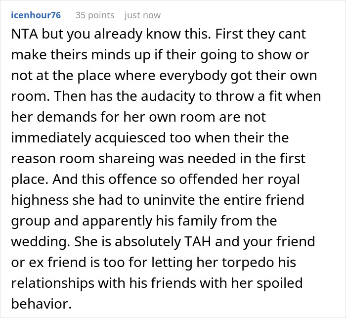 Man Refuses To Give A Separate Room For Friend Just Because His Fiancee Asked,Gets Uninvited From Wedding