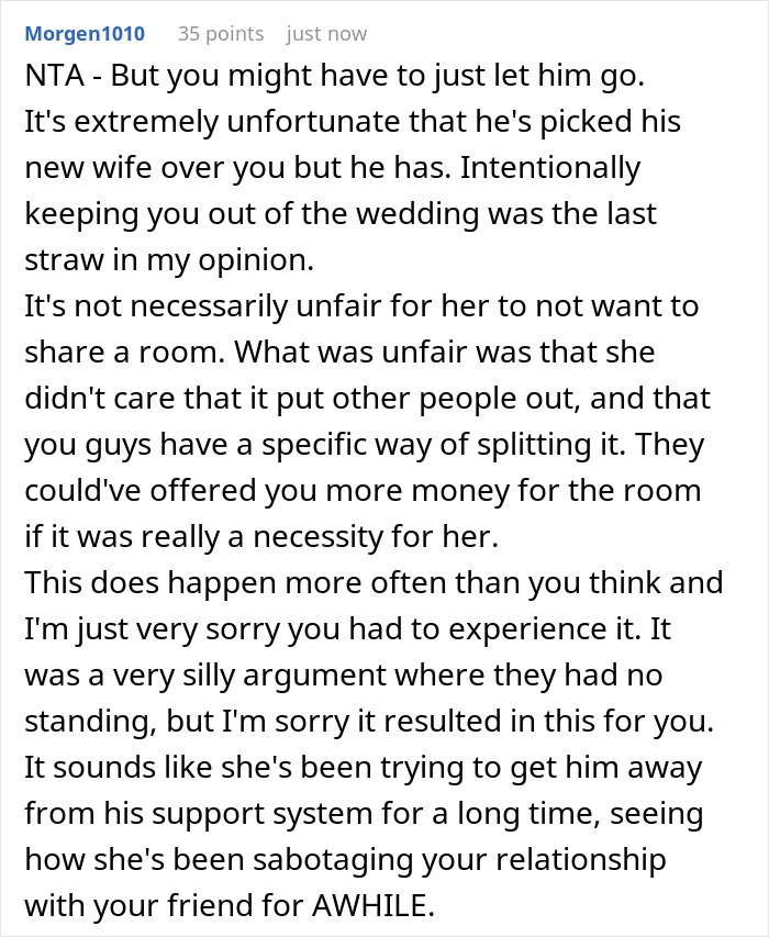 Man Refuses To Give A Separate Room For Friend Just Because His Fiancee Asked,Gets Uninvited From Wedding