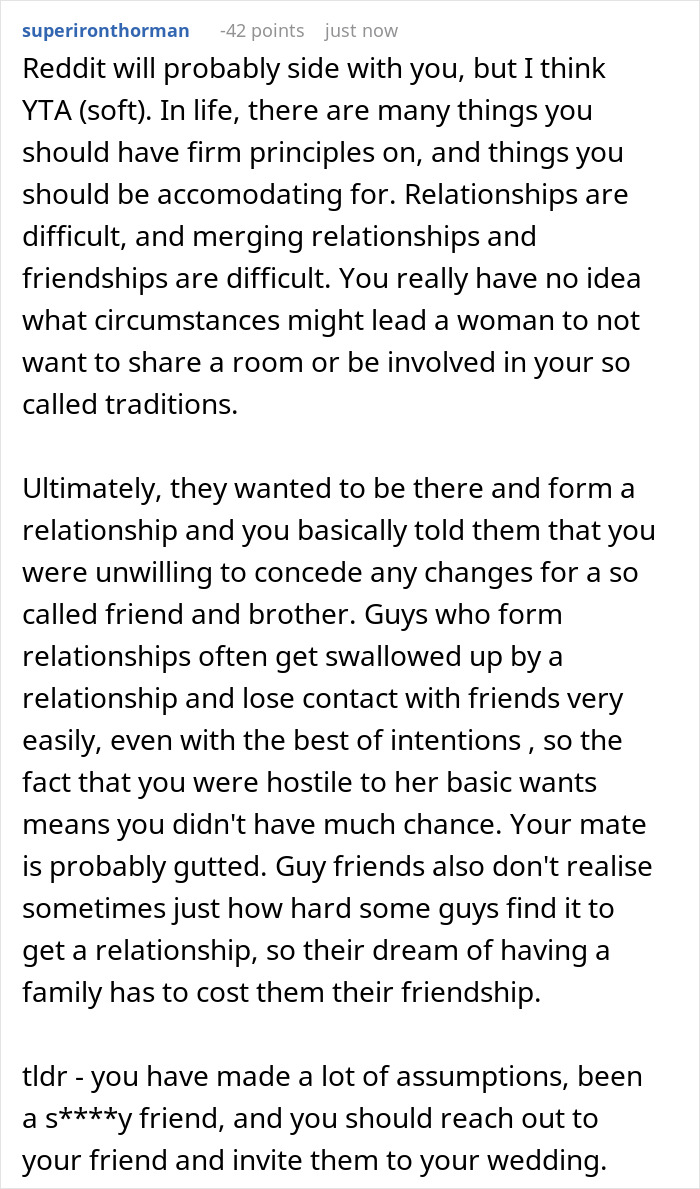 Man Refuses To Give A Separate Room For Friend Just Because His Fiancee Asked,Gets Uninvited From Wedding