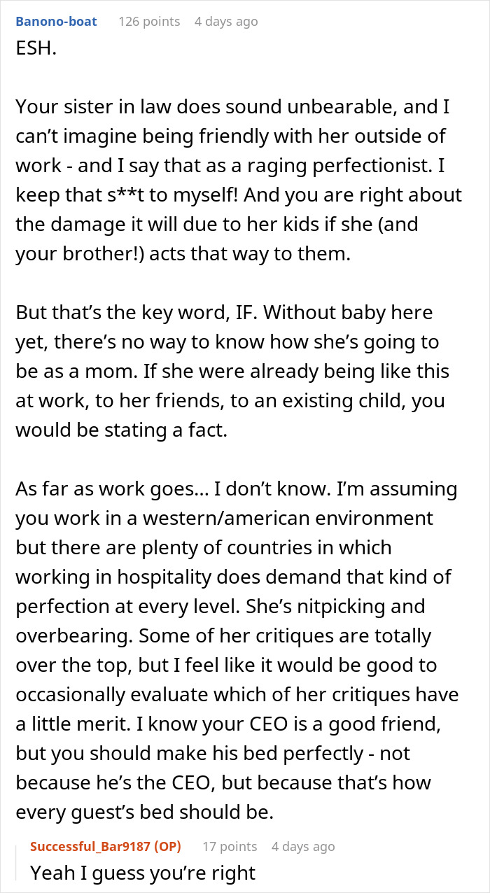 BIL Tells “Smug Perfectionist” SIL If She Doesn’t Change, It Will Affect Her Future Kid, She’s Hurt