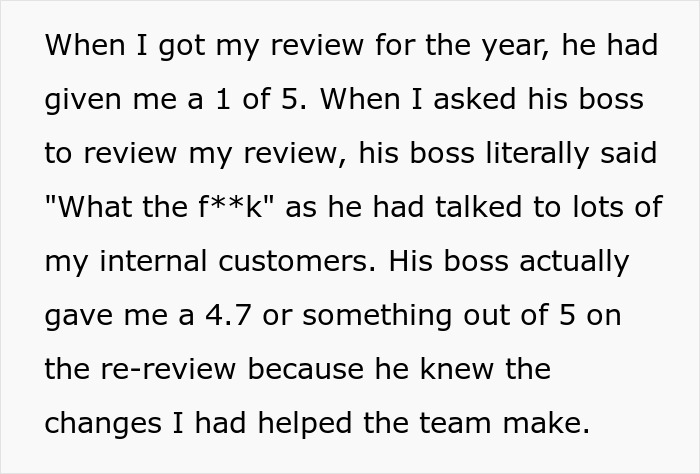 Boss Rates Hard-Working Employee 1 Out Of 5 For No Reason, Suffers From Petty Revenge For A Year