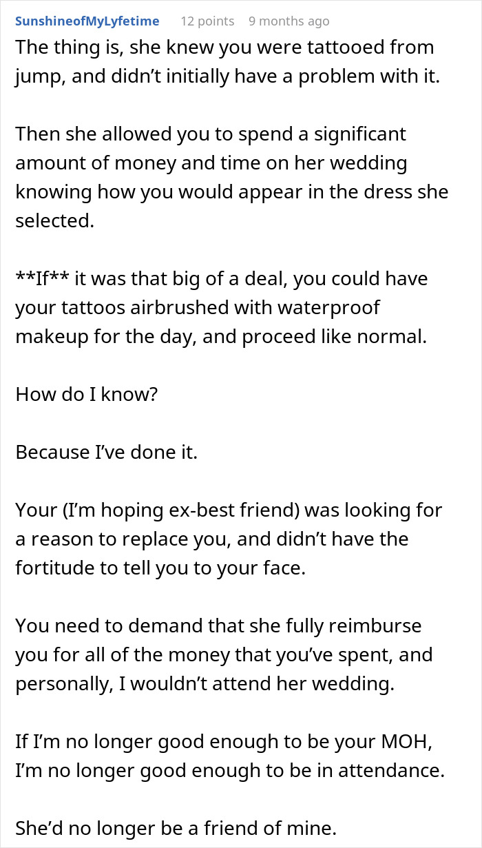 Maid Of Honor Gets Her Title Taken Away Because Her Tattoos Aren&rsquo;t Suitable For Church Anymore