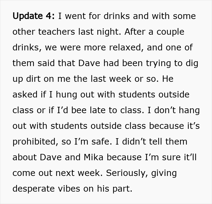 English Teacher Tells Students Her Coworker Has A Wife And Child, Learns Why He Kept It A Secret