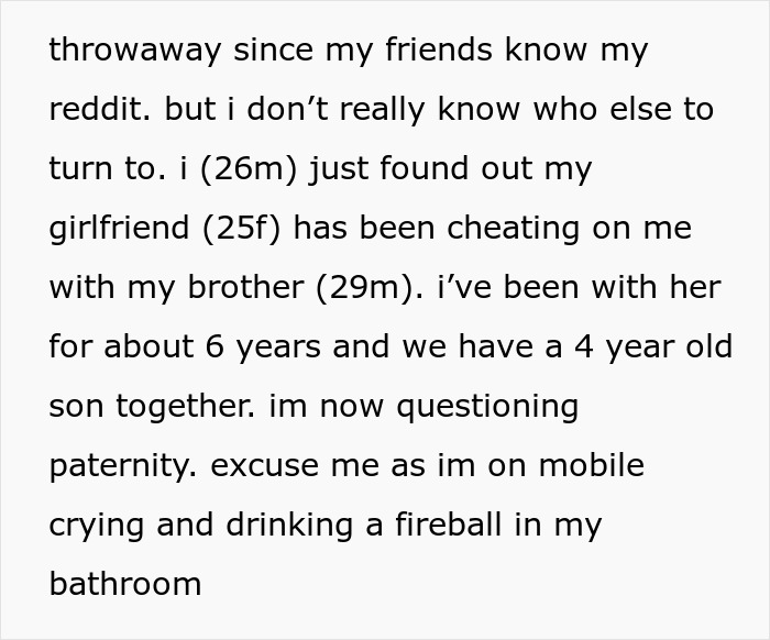 Guy Walks In On GF And His Bro During Son&rsquo;s Party, Wonders If He Just Went From &ldquo;Dad&rdquo; To &ldquo;Uncle&rdquo;