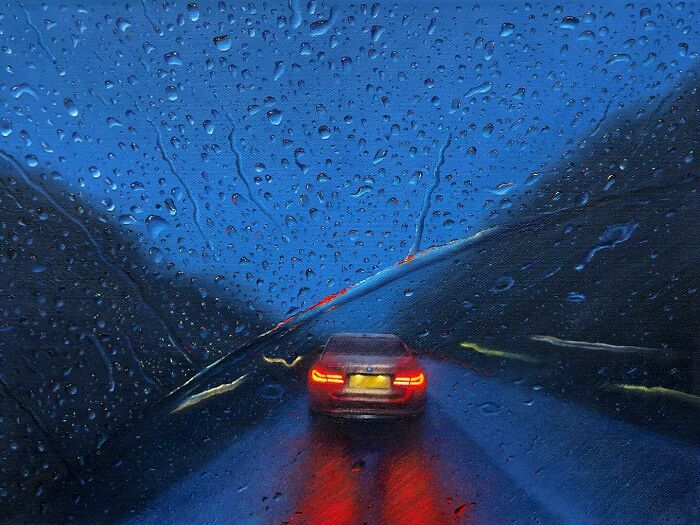 33 Hyper-Realistic Rain Paintings By This Artist That Look Almost Like Photographs