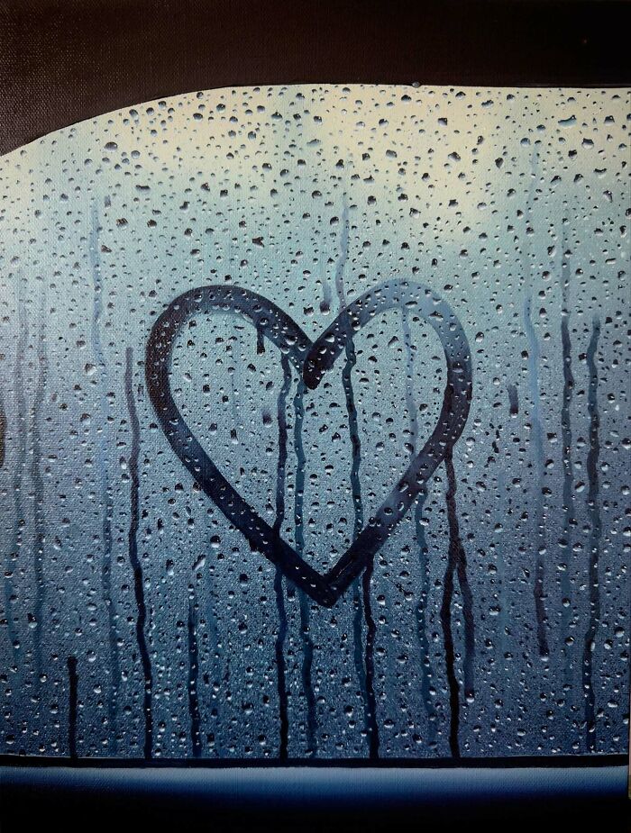 33 Hyper-Realistic Rain Paintings By This Artist That Look Almost Like Photographs