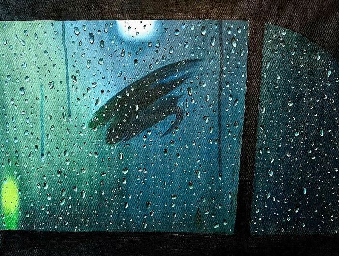 33 Hyper-Realistic Rain Paintings By This Artist That Look Almost Like Photographs