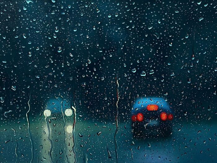 33 Hyper-Realistic Rain Paintings By This Artist That Look Almost Like Photographs
