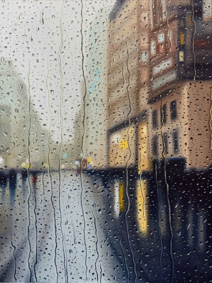 33 Hyper-Realistic Rain Paintings By This Artist That Look Almost Like Photographs