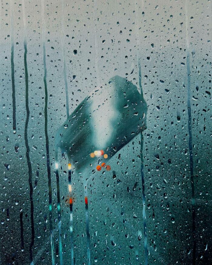33 Hyper-Realistic Rain Paintings By This Artist That Look Almost Like Photographs