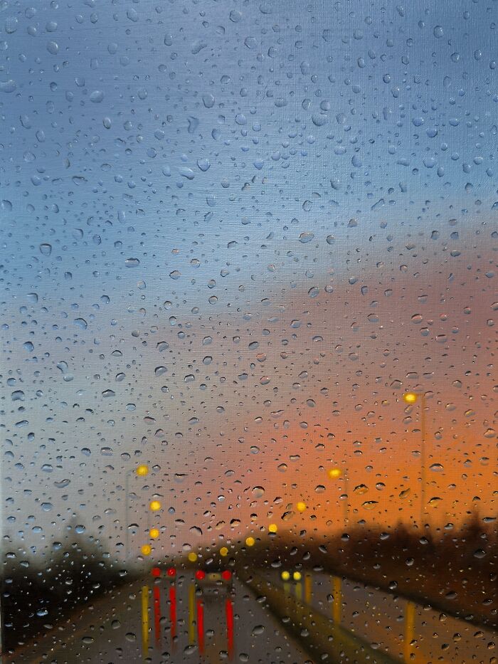 33 Hyper-Realistic Rain Paintings By This Artist That Look Almost Like Photographs